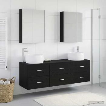 ARDEBO.de - Badezimmermöbel-Set 5 stk. Schwarze Eiche