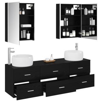 Badezimmermöbel-Set 5 stk. Schwarze Eiche
