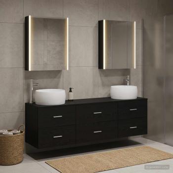Badezimmermöbel-Set 5 stk. Schwarze Eiche