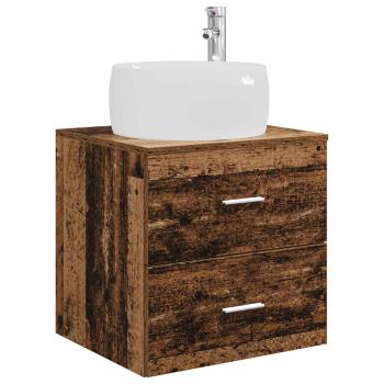 Badezimmermöbel-Set 5 stk. Altholz Ingenieurholz und Glas