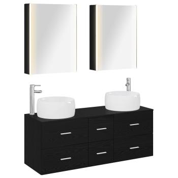Badezimmermöbel-Set 5 stk. Schwarze Eiche