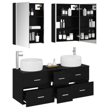 Badezimmermöbel-Set 5 stk. Schwarze Eiche