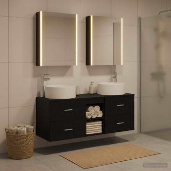 ARDEBO.de - Badezimmermöbel-Set 5 stk. Schwarze Eiche