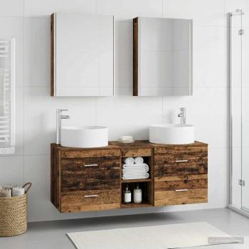 ARDEBO.de - Badezimmermöbel-Set 5 stk. Altholz Ingenieurholz und Glas