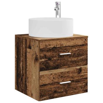 Badezimmermöbel-Set 5 stk. Altholz Ingenieurholz und Glas