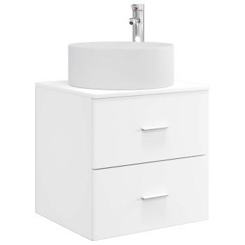 Badezimmermöbel-Set 4 stk. Weiß Ingenieurholz und Glas