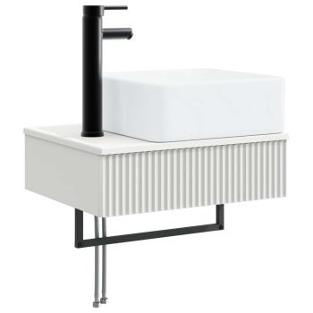 Badezimmermöbel-Set 6 stk. Weiß Ingenieurholz und Glas