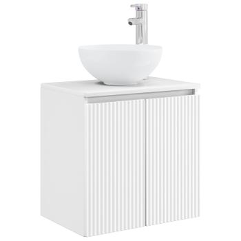 Badezimmermöbel-Set 6 stk. Weiß Ingenieurholz und Glas