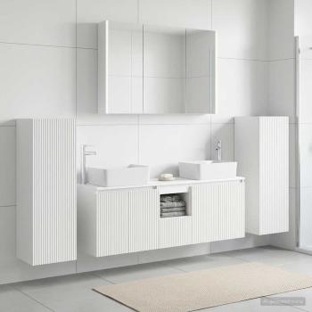 ARDEBO.de - Badezimmermöbel-Set 6 stk. Weiß Ingenieurholz und Glas