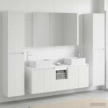 ARDEBO.de - Badezimmermöbel-Set 6 stk. Weiß Ingenieurholz und Glas