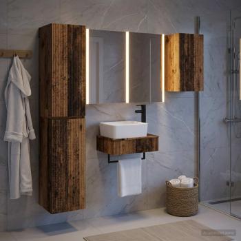Badezimmermöbel-Set 5 stk. Altholz Ingenieurholz und Glas