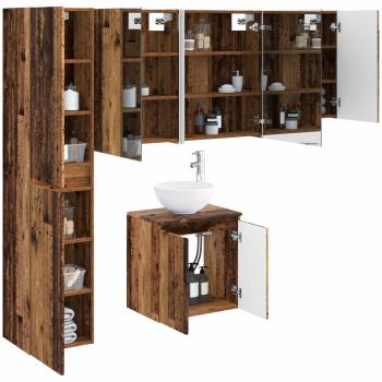 Badezimmerschrank-Set 5 stk. Altholz Holzwerkstoff