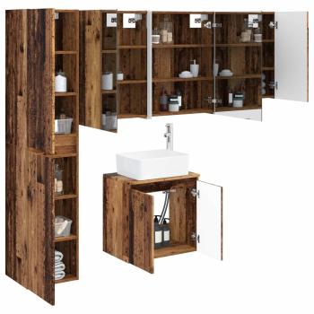 Badezimmerschrank-Set 5 stk. Altholz Holzwerkstoff