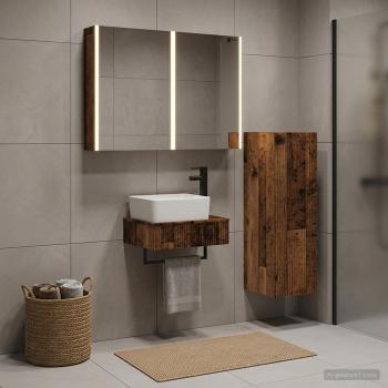 ARDEBO.de - Badezimmermöbel-Set 4 stk. Altholz Ingenieurholz und Glas