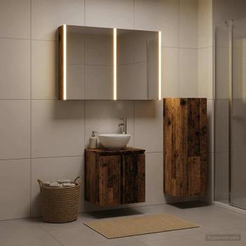 ARDEBO.de - Badezimmermöbel-Set 4 stk. Altholz Ingenieurholz und Glas