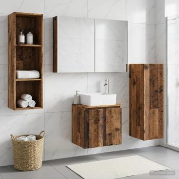 Badezimmermöbel-Set 4 stk. Altholz Ingenieurholz und Glas