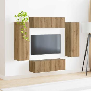TV-Wandregal-Set 4 stk. Artisan-Eiche Holzwerkstoff