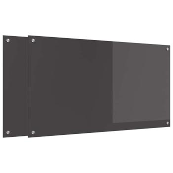 Küchenrückwand 2 stk. Dunkelgrau 110 x 60 cm Gehärtetes Glas