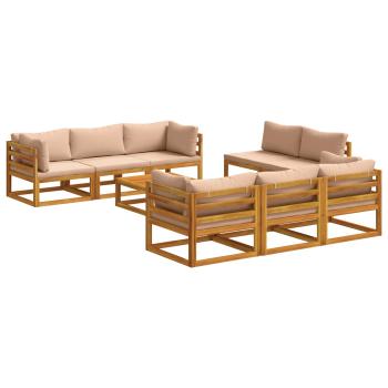 9-teiliges Garten-Lounge-Set, modular Natur Massivholz Akazie