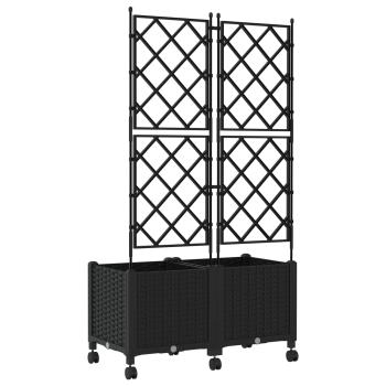 Pflanzkübel mit Spalier und Rädern 2 stk. Schwarz PP