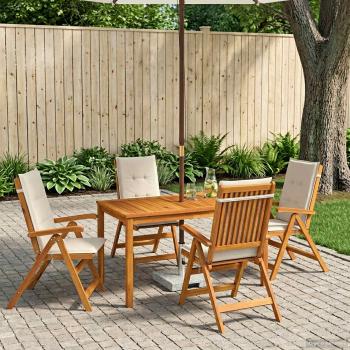 ARDEBO.de - 5-Piece Garden Dining Set Natur Massivholz Akazie