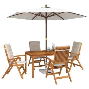5-Piece Garden Dining Set Natur Massivholz Akazie