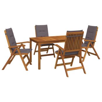 5-Piece Garden Dining Set Natur Massivholz Akazie