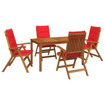 5-Piece Garden Dining Set Natur Massivholz Akazie