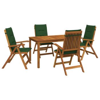 5-Piece Garden Dining Set Natur Massivholz Akazie