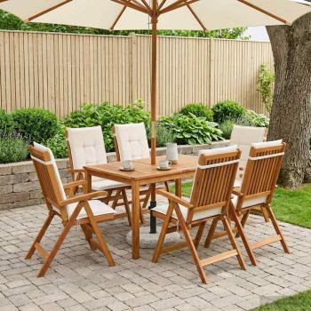 ARDEBO.de - 7-teiliges Garten Essset Natur Massivholz Akazie