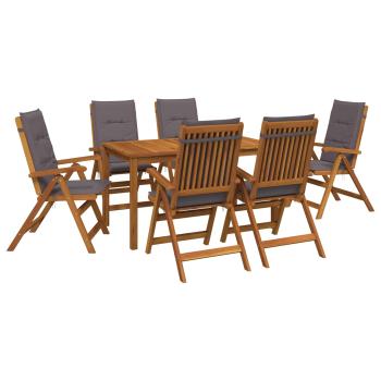 7-Piece Garden Dining Set Natur Massivholz Akazie
