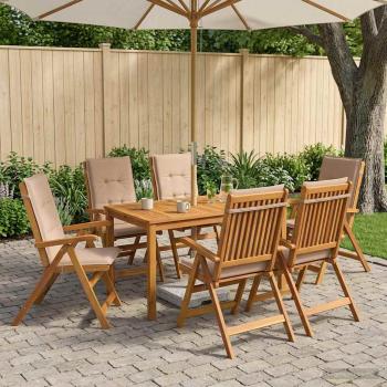 ARDEBO.de - 7-Piece Garden Dining Set Natur Massivholz Akazie