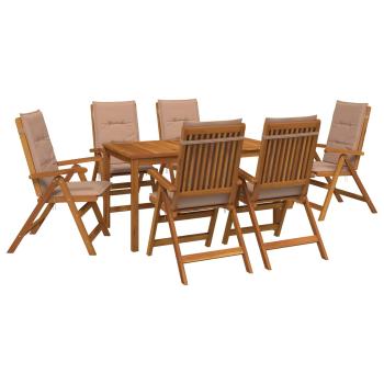 7-Piece Garden Dining Set Natur Massivholz Akazie