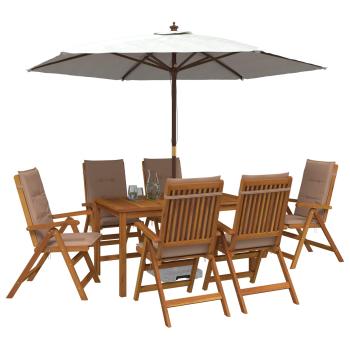 7-Piece Garden Dining Set Natur Massivholz Akazie