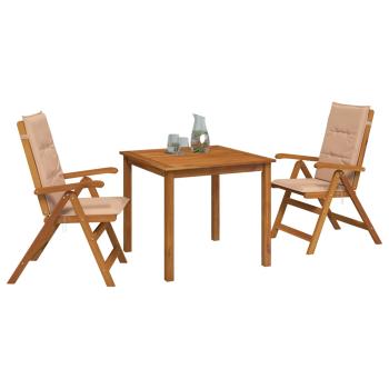 3-teilige Garten-Essgruppe Natur Massivholz Akazie