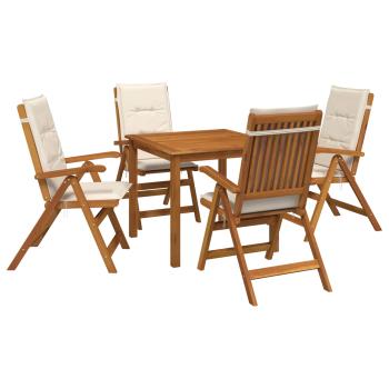 5-teiliges Garten-Esszimmer-Set Natur Massivholz Akazie