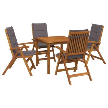 5-teiliges Garten-Esszimmer-Set Natur Massivholz Akazie