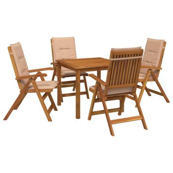5-teiliges Garten-Esszimmer-Set Natur Massivholz Akazie