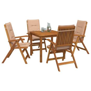 5-teiliges Garten-Esszimmer-Set Natur Massivholz Akazie