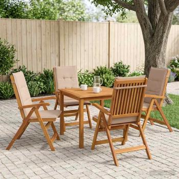 ARDEBO.de - 5-teiliges Garten-Esszimmer-Set Natur Massivholz Akazie