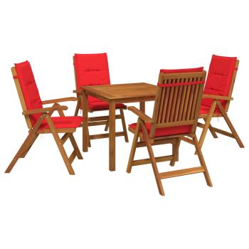 5-teiliges Garten-Esszimmer-Set Natur Massivholz Akazie
