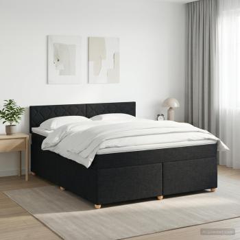 ARDEBO.de - Boxspringbett mit Matratze Schwarz 180 x 200 cm Stoff