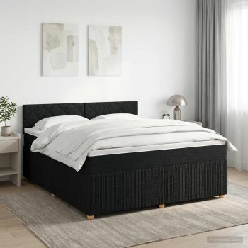 ARDEBO.de - Boxspringbett mit Matratze Schwarz 180 x 200 cm Stoff