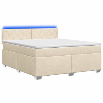 Boxspringbett mit Matratze und LED Creme 160 x 200 cm Stoff