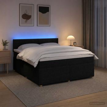 Boxspringbett mit Matratze Schwarz 180 x 200 cm Stoff