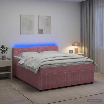Boxspringbett mit Matratze mit Kopfteil Rosa 140 x 190 cm Samt
