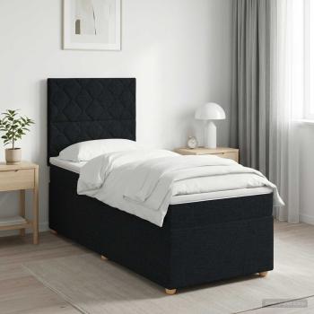 ARDEBO.de - Boxspringbett mit Matratze Schwarz 90 x 200 cm Stoff
