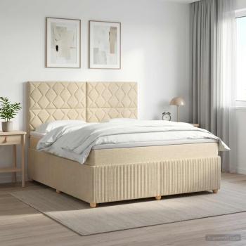 ARDEBO.de - Boxspringbett mit Matratze Creme 160 x 200 cm Stoff