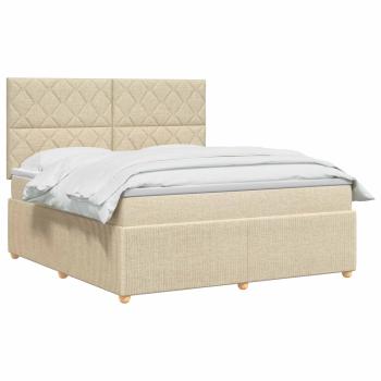 Boxspringbett mit Matratze Creme 160 x 200 cm Stoff
