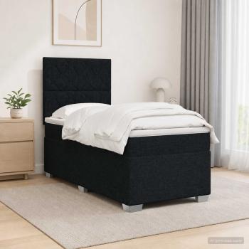 Boxspringbett mit Matratze Schwarz 90 x 190 cm Stoff